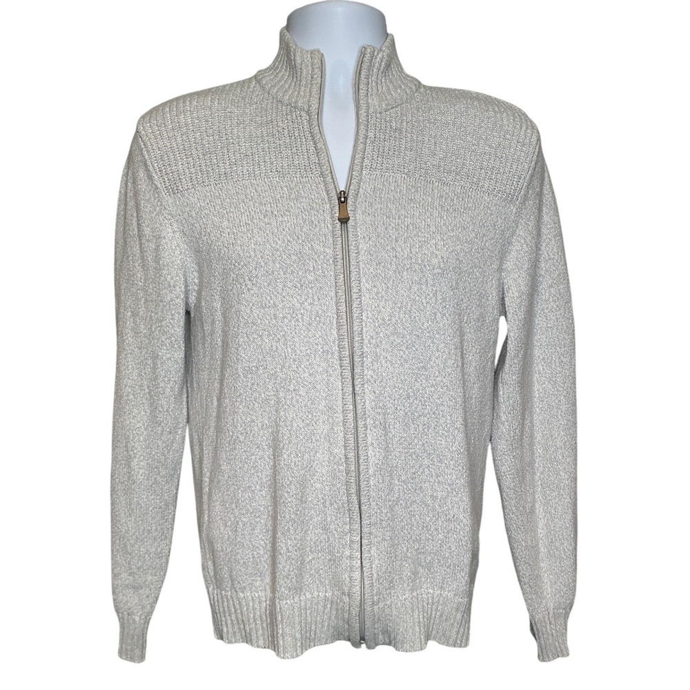 Vintage Structure‎ Y2K Mens Full Zip Mock Neck Cardigan Sweater Sz S Cotton Knit